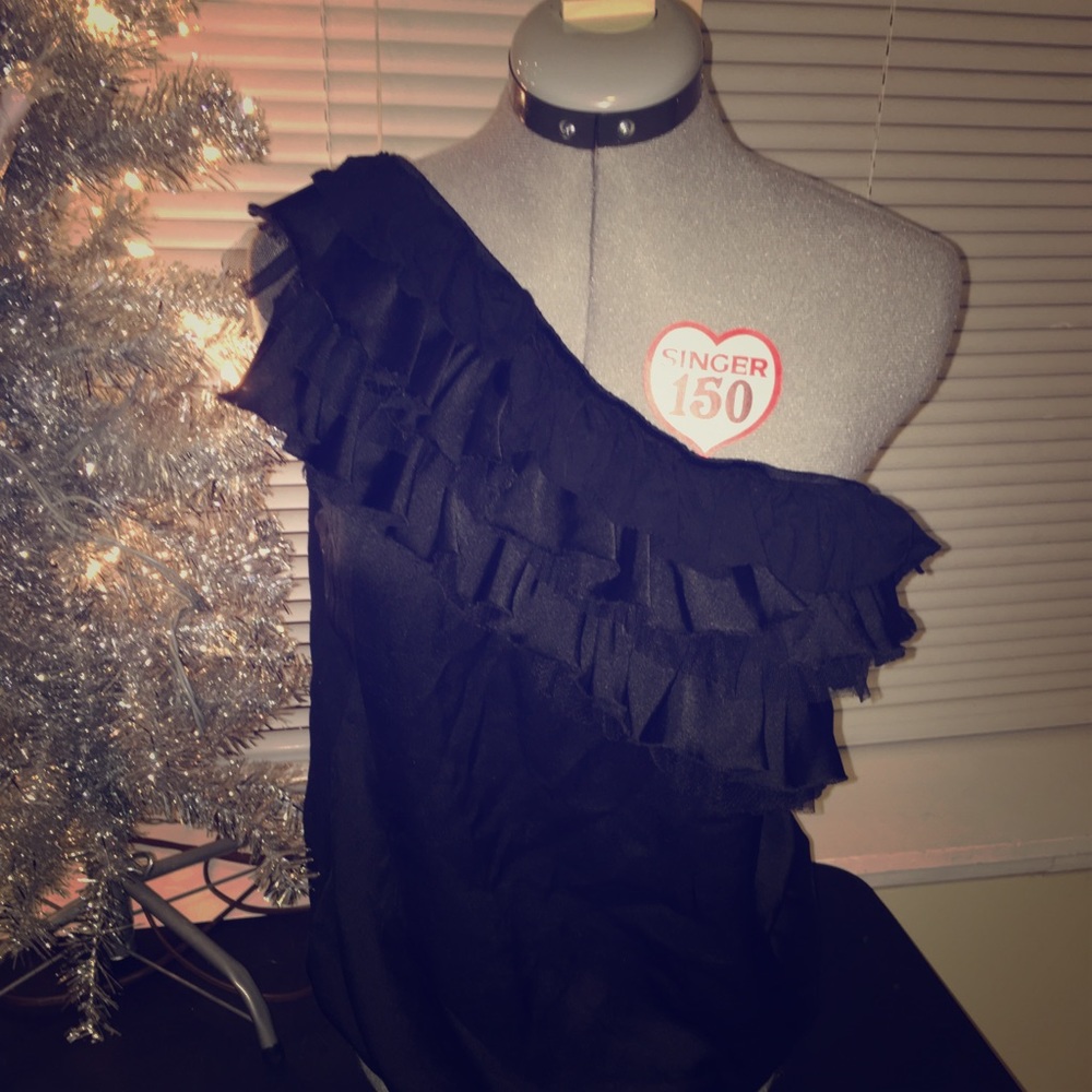 Charlotte Russe Textured Fringe One Shoulder Top